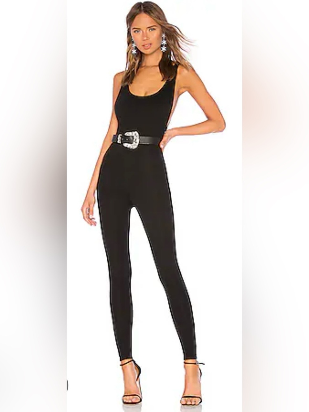 LPA Black Scoop-Neck Skinny Jumpsuit